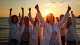 Sunrise and lab coats: 2 by Tzorben, computer-> a.i. gallery